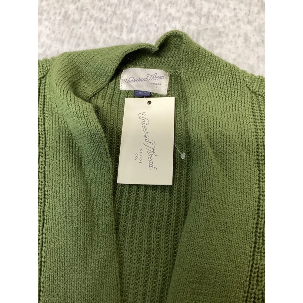 Universal Thread Green Cotton Shaker Stitch Open Front Cardigan Sweater Small!,